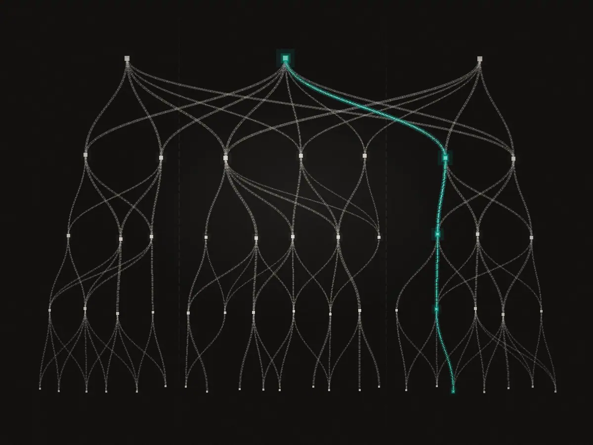Abstract generated tiered graph of nodes and links in teal and near-black, standing in for the Provenance-Graph build.